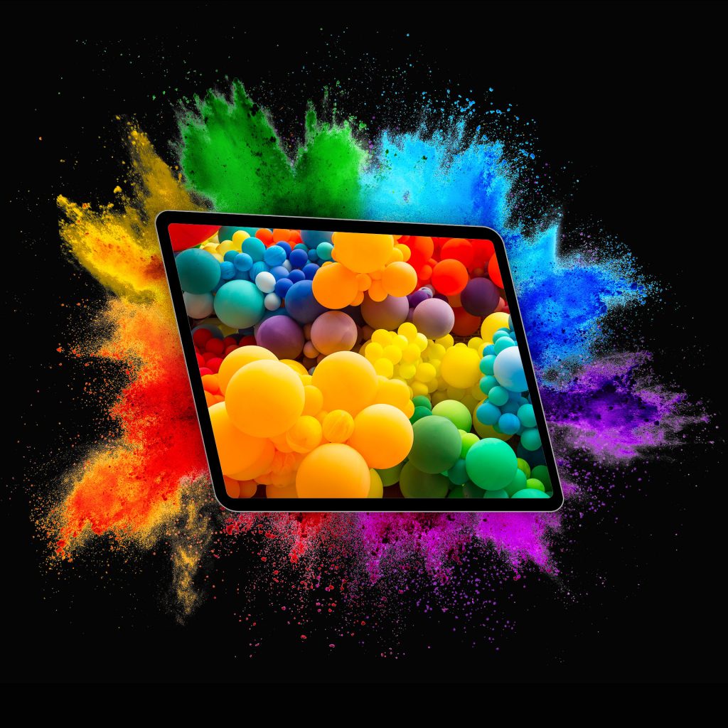 A vibrant display showing a cluster of colorful balloons against a black background