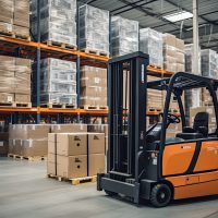 warehouse equipment lease illustration forklift logistics, distribution machinery, storage pallets warehouse equipment lease